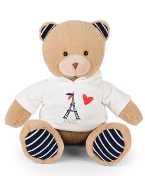 Doudou et Compagnie Ours Peluche Sweat Tour Eiffel 28 cm : Souvenir Paris> Peluches|Les Ours En Peluche