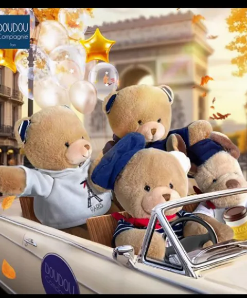 Doudou et Compagnie Ours Peluche Sweat Tour Eiffel 28 cm : Souvenir Paris> Peluches|Les Ours En Peluche