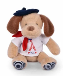 Doudou et Compagnie Peluche chien marron clair T Shirt Tour Eiffel - 26 cm> Peluches