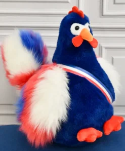 Doudou et Compagnie Peluche coq bleu marine - 24 cm - Fabriqué en France> Peluches