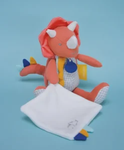 Doudou et Compagnie Peluche de dinosaure orange avec doudou - Lou - 25 cm> Peluche Avec Doudou