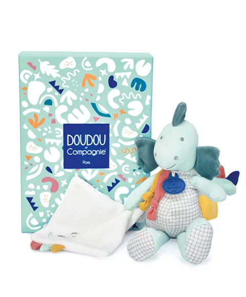 Doudou et Compagnie Peluche de dinosaure vert avec doudou - Filou - 25 cm> Peluche Avec Doudou