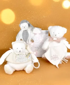 Doudou et Compagnie Peluche eveil Bébé Ours Blanc - 30 cm - Collection Anniversaire><noscript><img width=