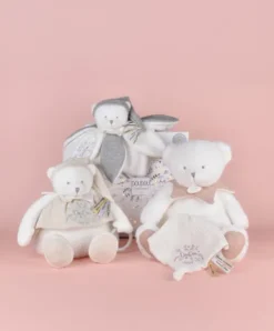 Doudou et Compagnie Peluche eveil Bébé Ours Blanc - 30 cm - Collection Anniversaire><noscript><img width=