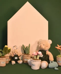 Doudou et Compagnie Peluche fleur - 9 cm - Botanique - Vert rayures jaunes><noscript><img width=