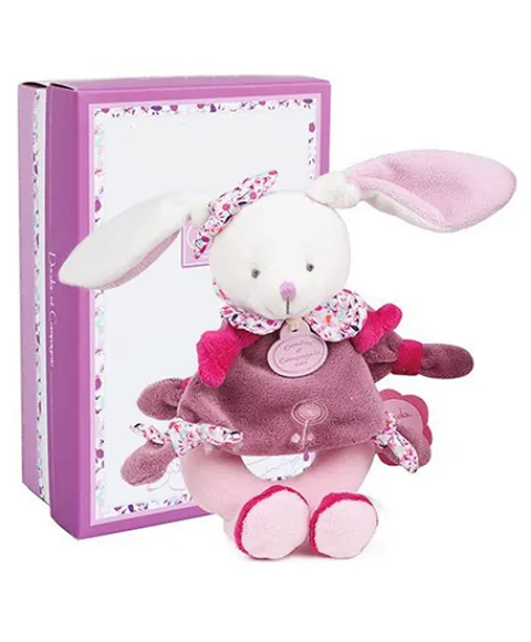 Doudou et Compagnie Peluche hochet Cerise le lapin rose - 19 cm> Hochets Et Pantins D'Activités