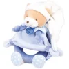 Doudou et Compagnie Peluche hochet ours Petit chou - Bleu - 19 cm> Hochets Et Pantins D'Activités