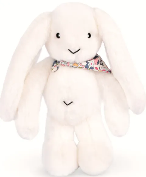 Doudou et Compagnie Peluche lapin Blanc 35 cm - Lapin Fleurette> Peluches