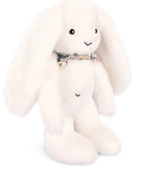 Doudou et Compagnie Peluche lapin Blanc 35 cm - Lapin Fleurette> Peluches