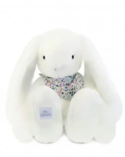 Doudou et Compagnie Peluche lapin Blanc XXL - Lapin Fleurette 50 cm><noscript><img width=