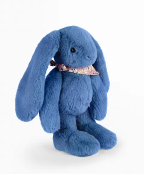 Doudou et Compagnie Peluche lapin Bleu 35 cm - Lapin Fleurette> Peluches
