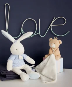 Doudou et Compagnie Peluche lapin matelot bleu - 25 cm><noscript><img width=
