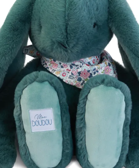 Doudou et Compagnie Peluche lapin Vert XXL - Lapin Fleurette 50 cm> Peluches Géantes|Peluches