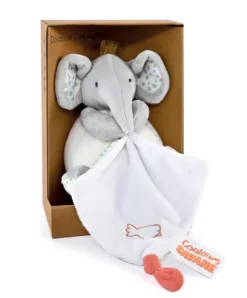 Doudou et Compagnie Peluche éléphant avec doudou mouchoir - 15 cm> Doudou Mouchoir|Peluches