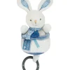 Doudou et Compagnie Peluche musicale lapin bleu - 20 cm> Boîte À Musique