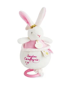 Doudou et Compagnie Peluche musicale lapin étoile rose - 14 cm> Boîte À Musique