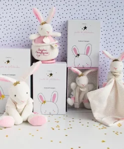 Doudou et Compagnie Peluche musicale lapin étoile rose - 14 cm><noscript><img width=