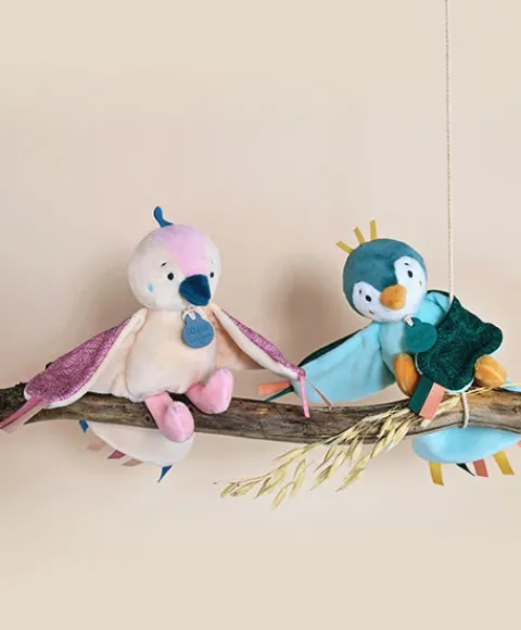 Doudou et Compagnie peluche musicale oiseau Cui-cui - Rose> Doudou Plat|Boîte À Musique