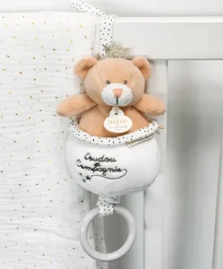 Doudou et Compagnie Peluche musicale ours Petit Roi marron - 14 cm> Boîte À Musique