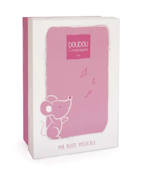 Doudou et Compagnie Peluche musicale Souris rose - 20 cm> Boîte À Musique