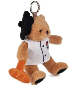 Doudou et Compagnie Peluche Ours beige - Porte-cle - Chef avec baguette - 15 cm> Porte-Clé