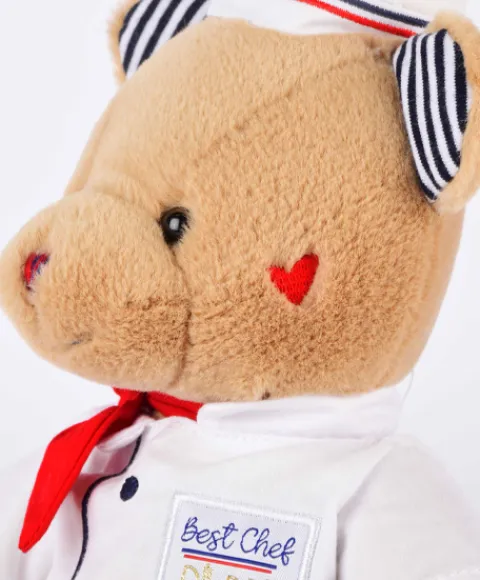 Doudou et Compagnie Peluche Ours Chef avec toque de Cuisinier- 28 cm> Peluches|Les Ours En Peluche