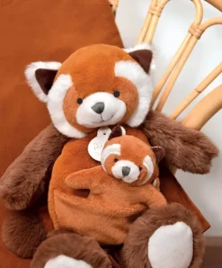Doudou et Compagnie Peluche Panda roux avec bébé - 25 cm - Unicef> Peluches