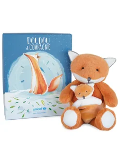 Doudou et Compagnie Peluche renard avec Bébé - 25 cm - Unicef><noscript><img width=