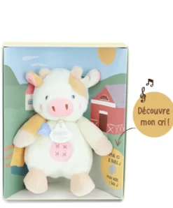 Doudou et Compagnie Peluche vache - 17 cm - DOUDOU de la ferme avec boite sonore> Peluches