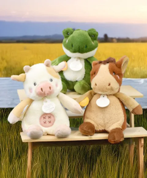 Doudou et Compagnie Peluche vache - 17 cm - DOUDOU de la ferme avec boite sonore> Peluches