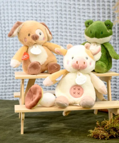 Doudou et Compagnie Peluche vache - 17 cm - DOUDOU de la ferme avec boite sonore> Peluches