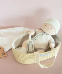 Doudou et Compagnie Poupon avec Couffin - Blanc et Gris> Poupées De Chiffon