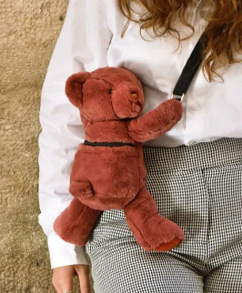 Doudou et Compagnie Sac bandouliere - Ours en peluche terracotta - 30 cm> Sacs