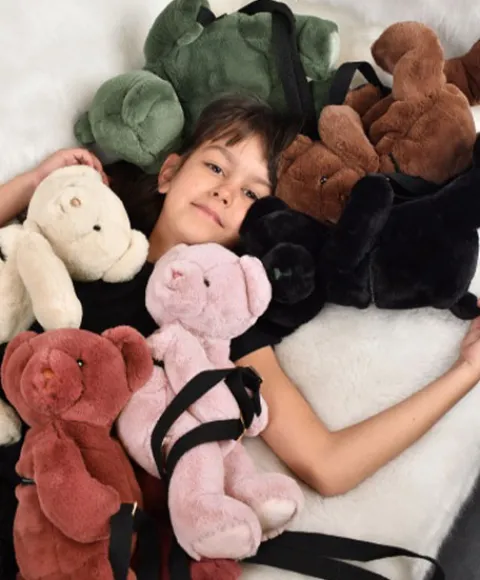 Doudou et Compagnie Sac bandouliere - Ours en peluche terracotta - 30 cm> Sacs