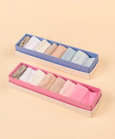 Doudou et Compagnie Semainier de chaussettes bébé - Cadeau naissance bébé fille - 0/6 mois> Chaussons