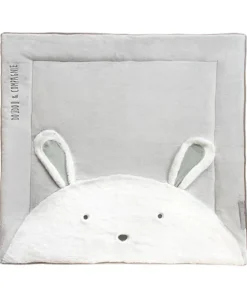 Doudou et Compagnie Tapis de Parc Lapin - gris perle - 100 x 100 cm> Les Tapis