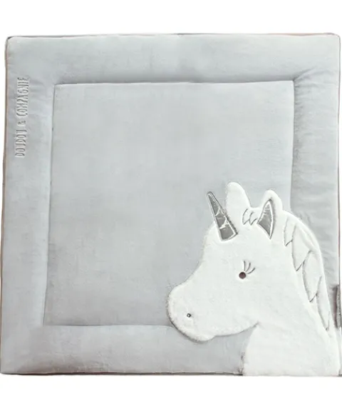 Doudou et Compagnie Tapis de Parc Licorne - gris - 100 x 100 cm> Les Tapis