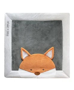 Doudou et Compagnie Tapis de Parc Renard - gris / orange - 100 x 100 cm> Les Tapis