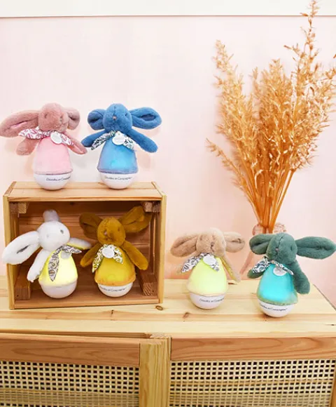 Doudou et Compagnie Veilleuse bebe musicale Culbuto jaune - 16 cm> Veilleuses