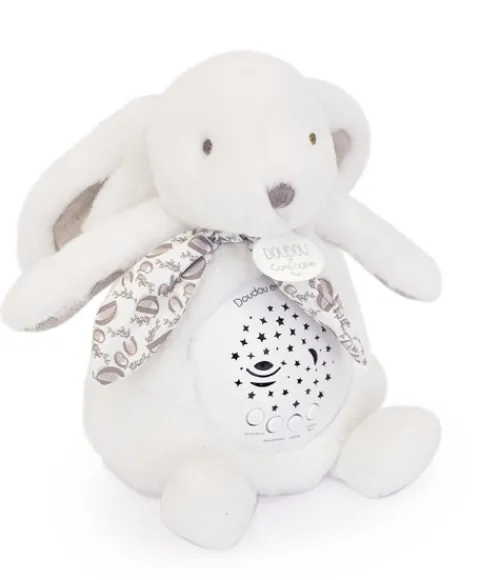 Doudou et Compagnie Veilleuse Lapin Musicale Projection mur avec chansons Douces - Blanc> Veilleuses